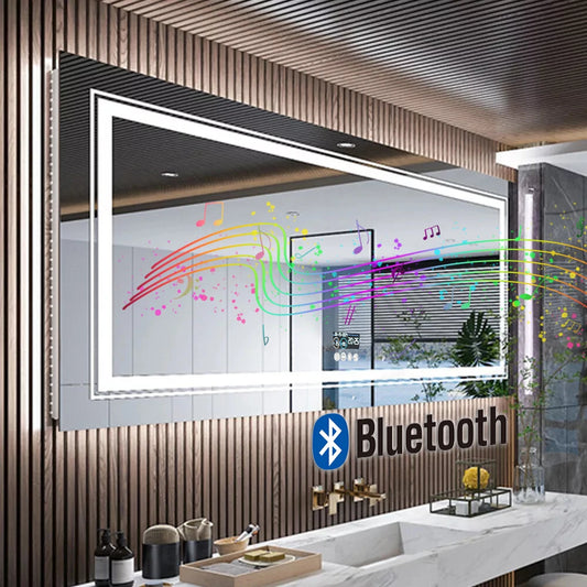LED Lighted Dimmable Bathroom Mirror with Smart Bluetooth