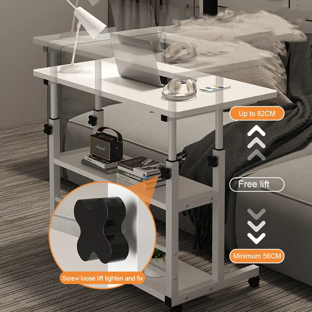 Multi-Layer Standing Desk Height Adjustable Wooden Computer Desk Workstation Work Table Bedside Table for Home Office