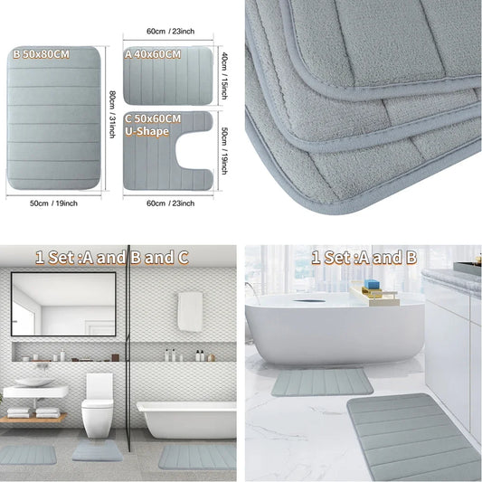 Super Absorbent Non-slip Memory Foam Bath Mats