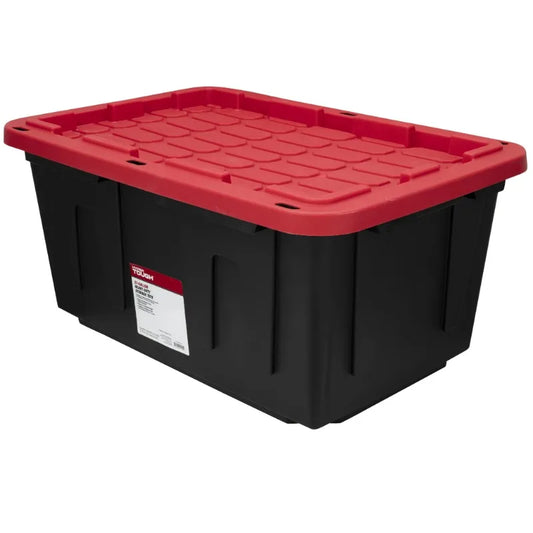 (6 pack/ 4pack) Hyper Tough 27 Gallon Large Storage Bin, 27 Gallon Plastic Storage Container with Snap-On Lid, Black and Red