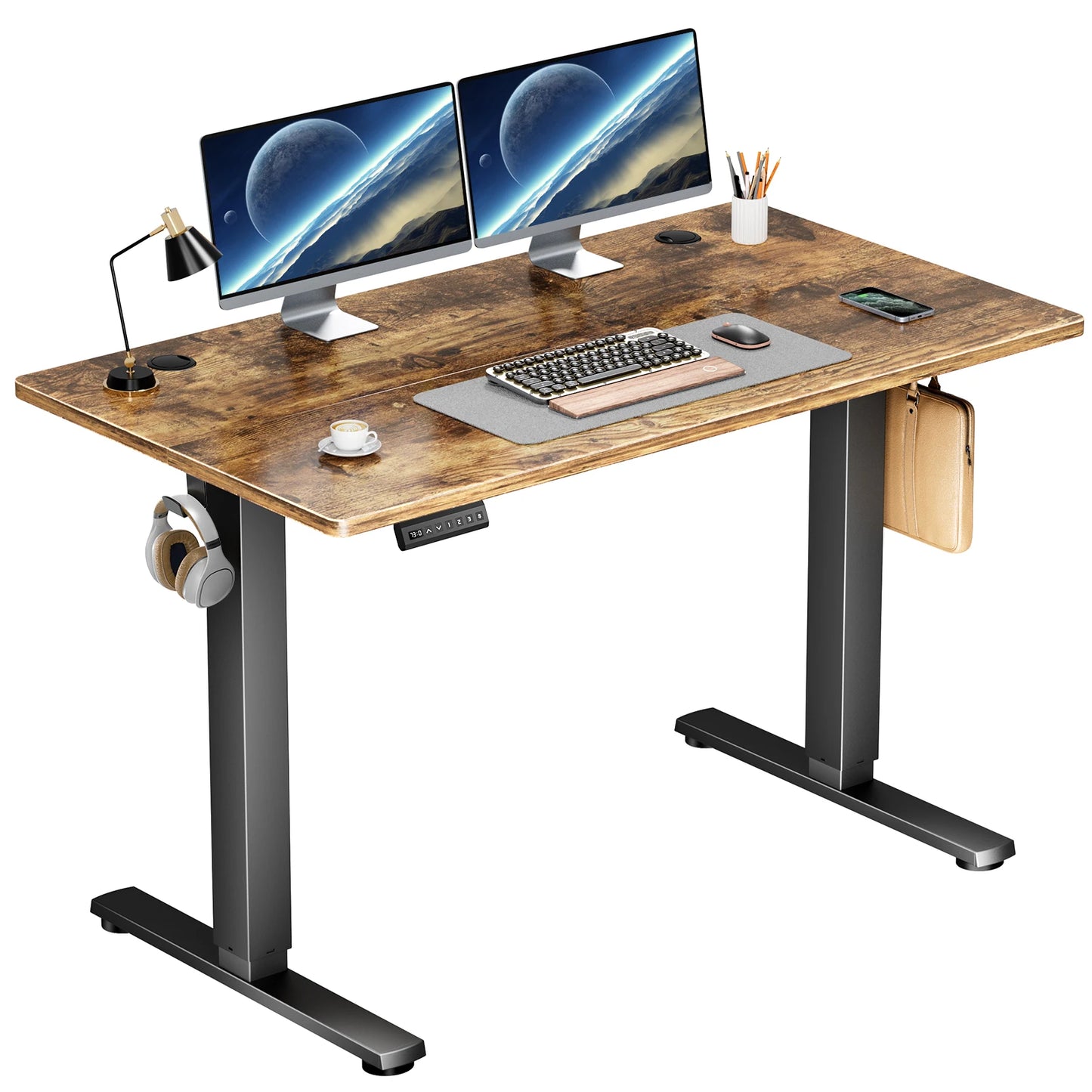 Height Adjustable 40x24 Inch Stand Up / Sit Computer Desk