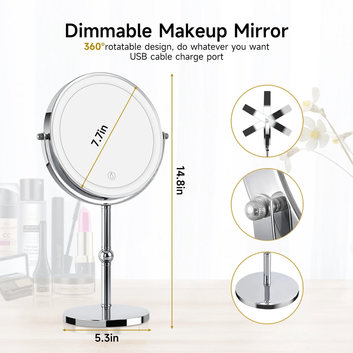 Lighted Tabletop Makeup Mirror