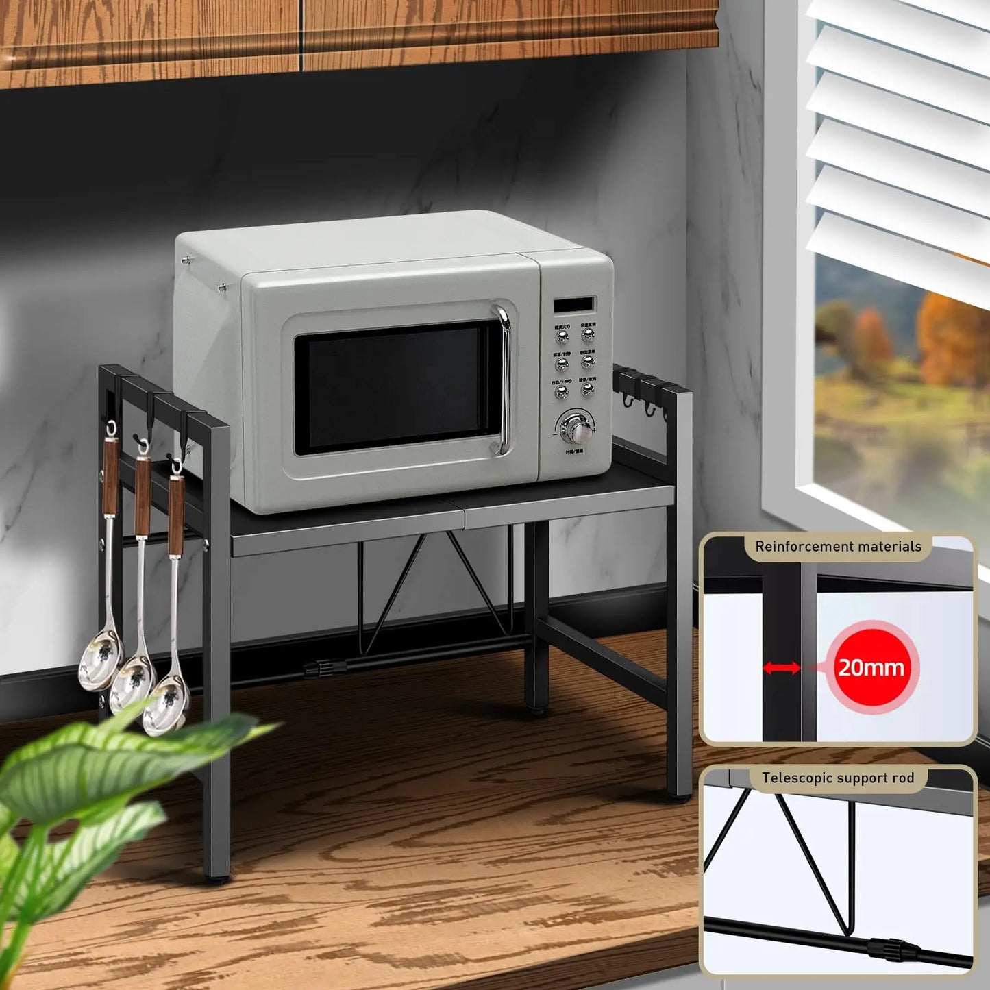 Space-Saving Expandable Microwave Rack