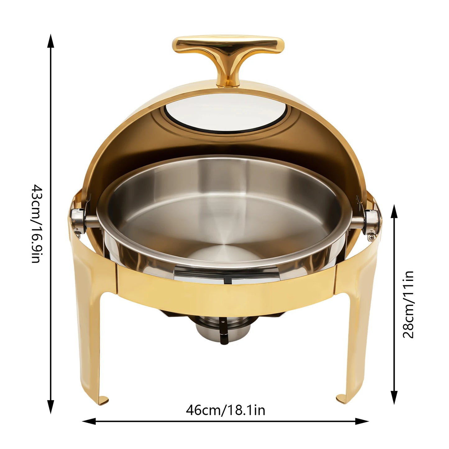 Round Chafing Dish Buffet Set, Buffet Warmers Set, Roll Top Stainless Steel Buffet Warmer for Buffets,Hotel Breakfast and Brunch