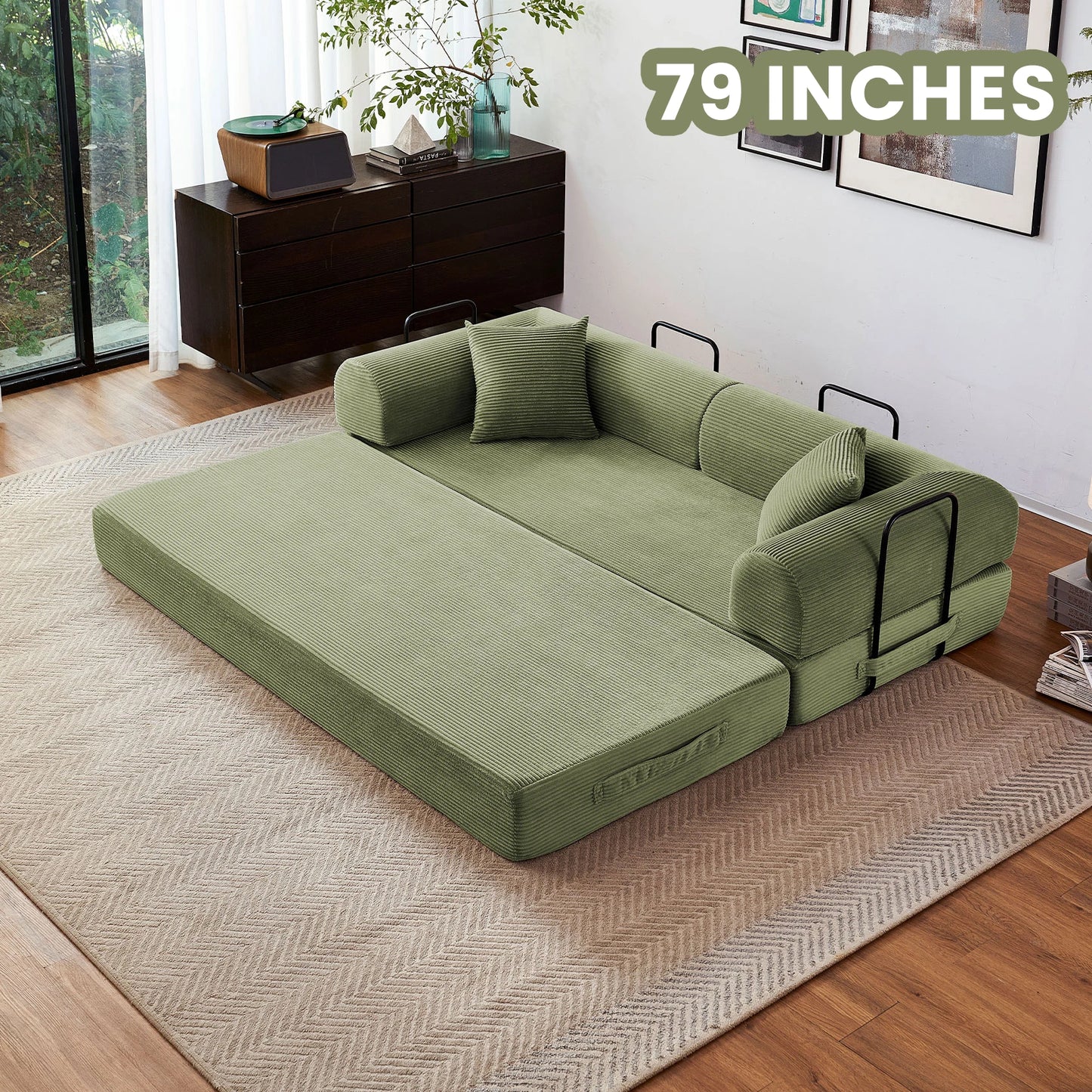 79'' Boneless Couch Foldable Convertible Futon Sleeper Sofa