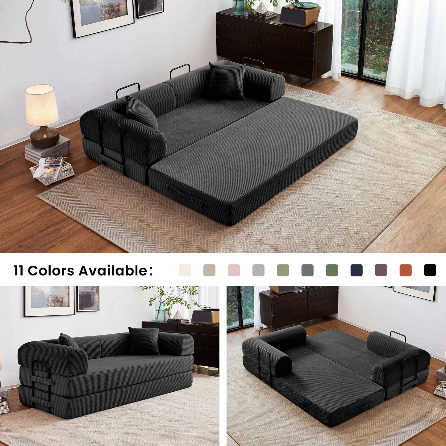 79'' Boneless Couch Foldable Convertible Futon Sleeper Sofa