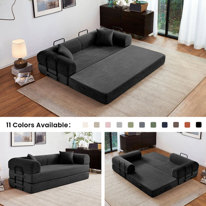 79'' Boneless Couch Foldable Convertible Futon Sleeper Sofa