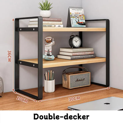 Multi-Tier Iron Shelving Unit for Office Supplies, Books, and Decor