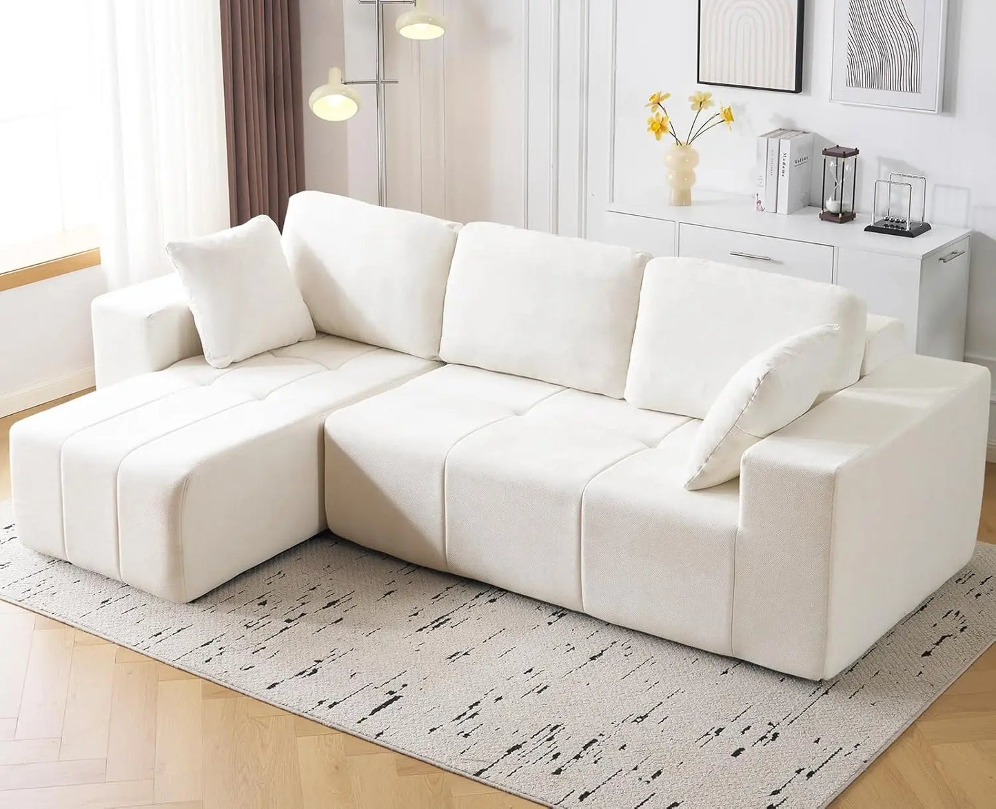 105" Chenille Boneless L-Shape Sofa with Chaise