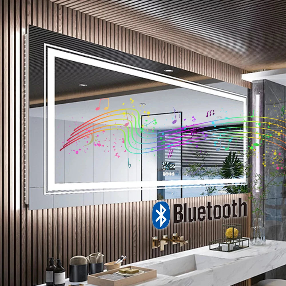LED Lighted Dimmable Bathroom Mirror with Smart Bluetooth