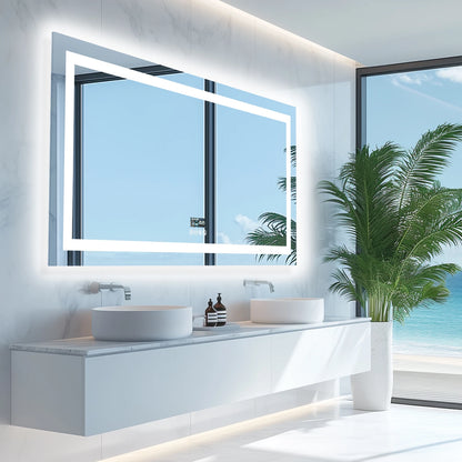 LED Lighted Dimmable Bathroom Mirror with Smart Bluetooth