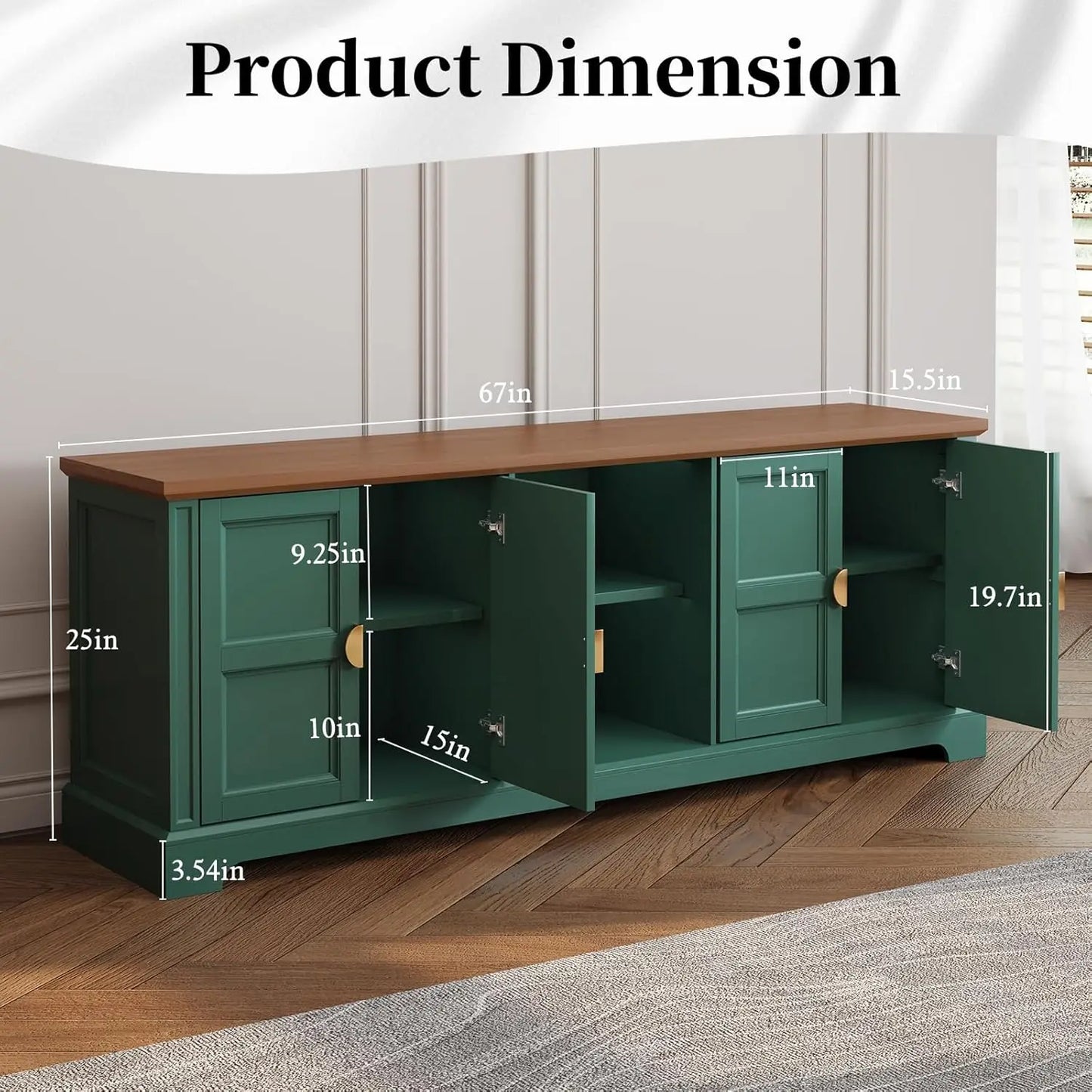 67” Modern Shaker Style TV Stand for TVs up to 75+ inches