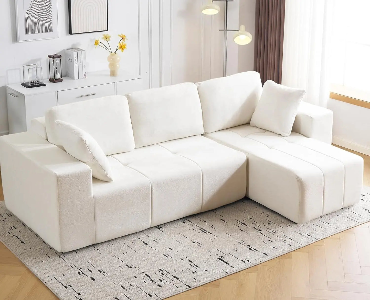 105" Chenille Boneless L-Shape Sofa with Chaise