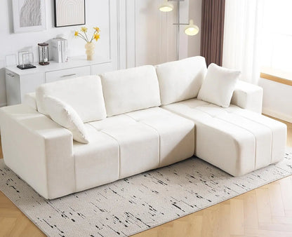105" Chenille Boneless L-Shape Sofa with Chaise