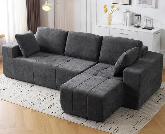 105" Chenille Boneless L-Shape Sofa with Chaise