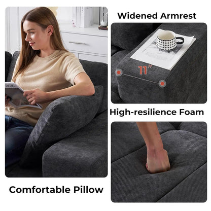 105" Chenille Boneless L-Shape Sofa with Chaise