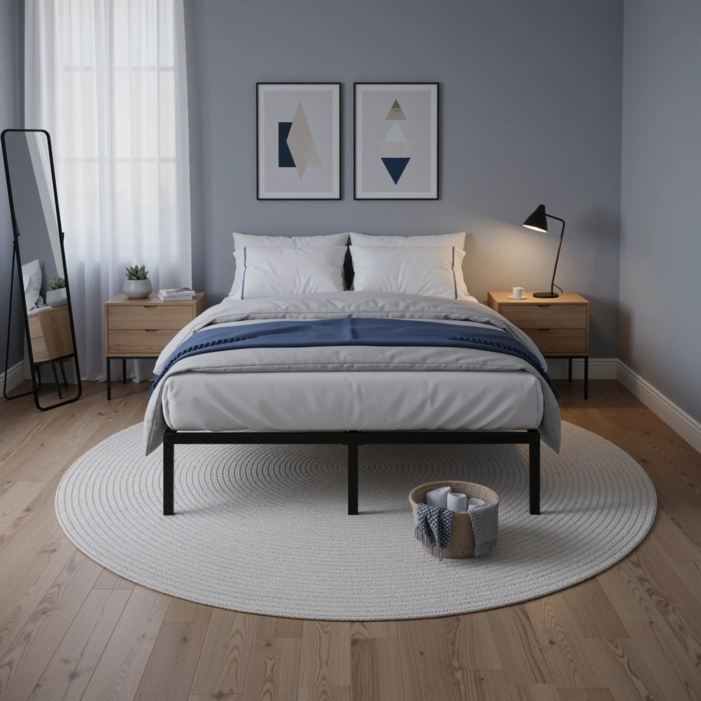 Twin/Full/Queen/King Heavy-Duty Metal Bed Frame with 14 Inch Under-Bed Storage