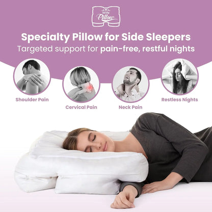 Side Sleeper Pillow with Arm Hole for Shoulder Pain Relief, Neck Support & Cooling Memory Foam