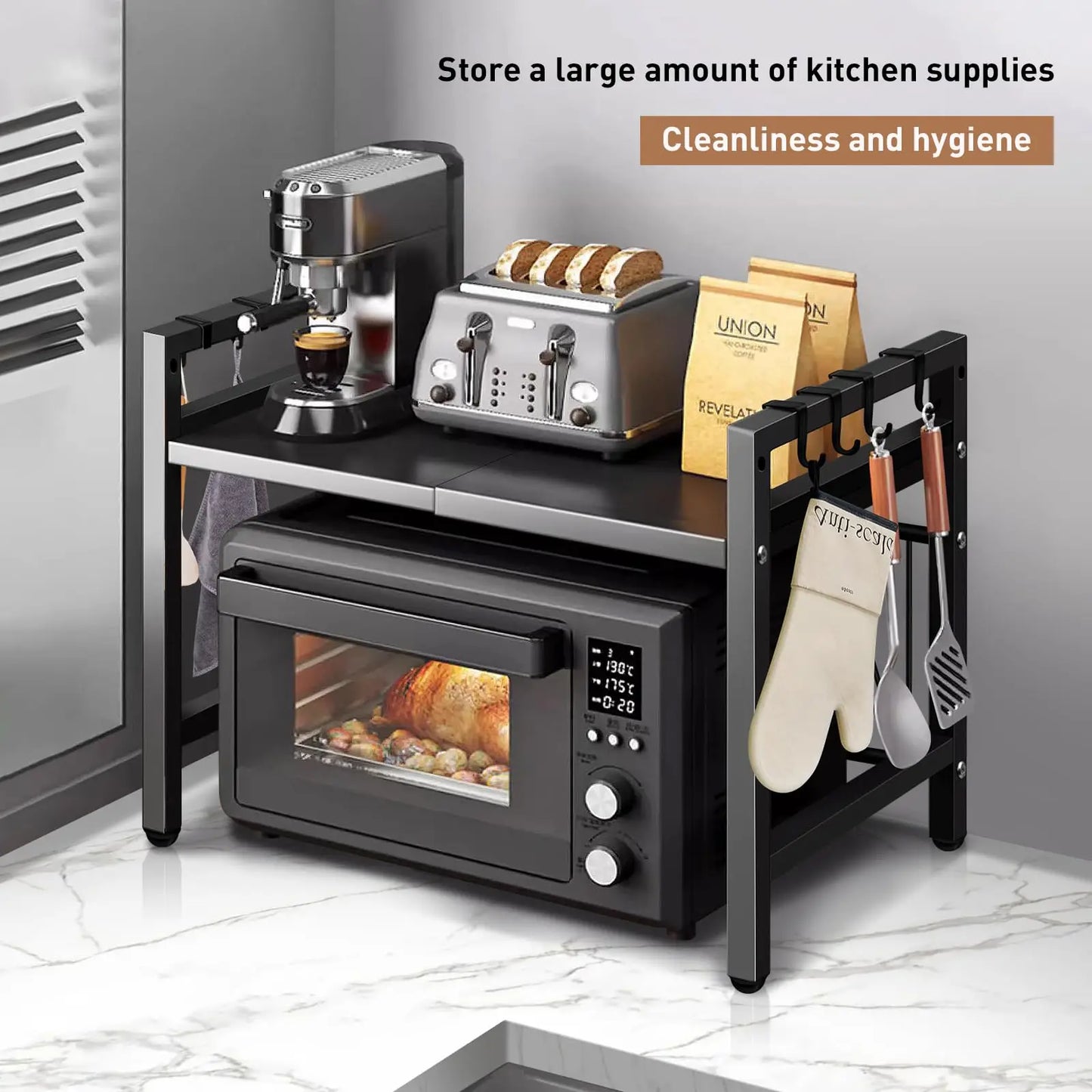 Space-Saving Expandable Microwave Rack