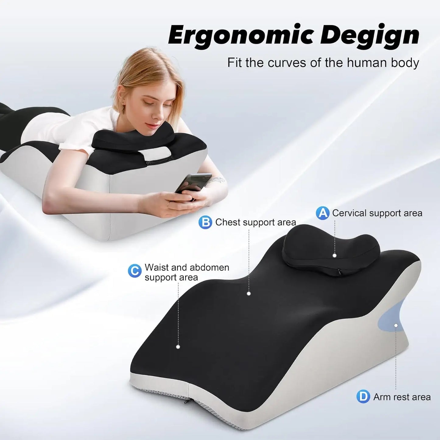 Wedge Memory Foam Ergonomic Back Support Pillow