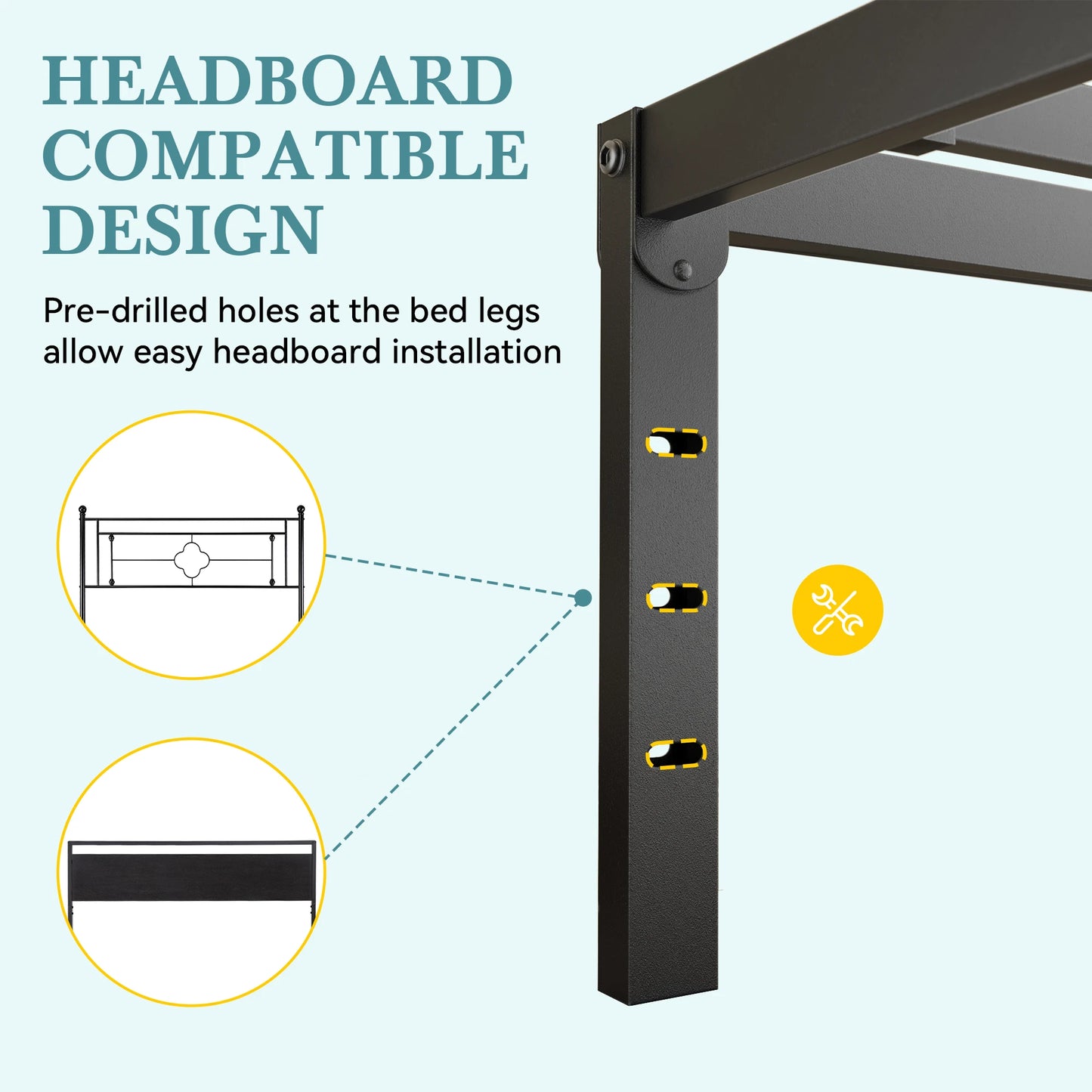 Twin/Full/Queen/King Heavy-Duty Metal Bed Frame with 14 Inch Under-Bed Storage