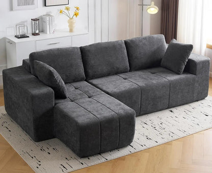 105" Chenille Boneless L-Shape Sofa with Chaise