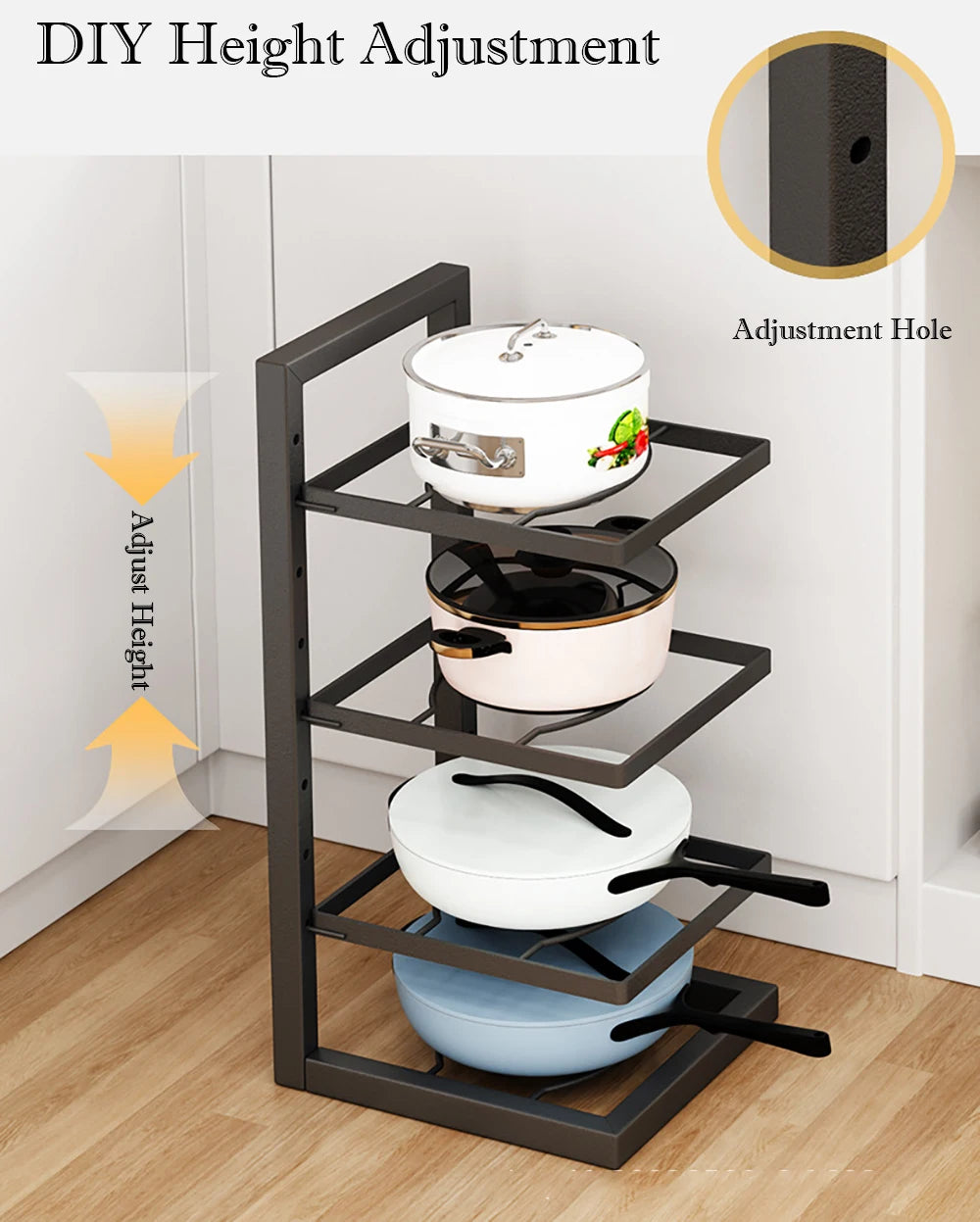 Adjustable Multi-Layer Pot and Pan Rack Organizer