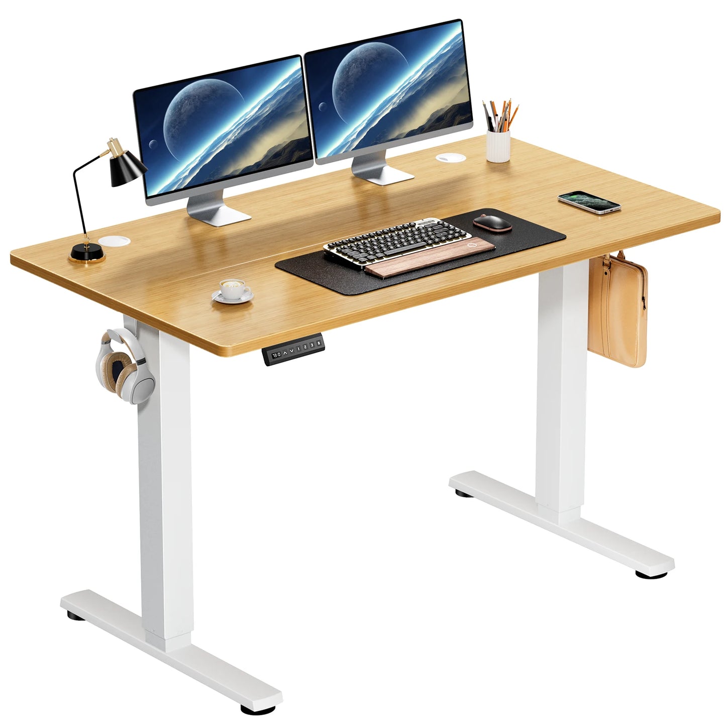 Height Adjustable 40x24 Inch Stand Up / Sit Computer Desk