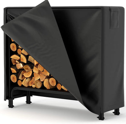 4ft Firewood Rack with Waterproof Cover, Outdoor Firewood Holder