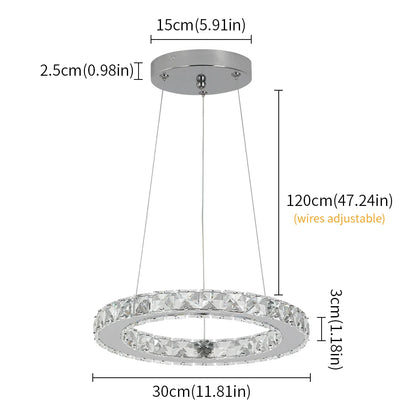Dimmable LED Pendant Crystal Rings Chandelier