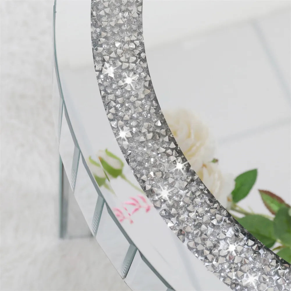 24" Crushed Crystal Round Mirrored Coffee/Accent Table