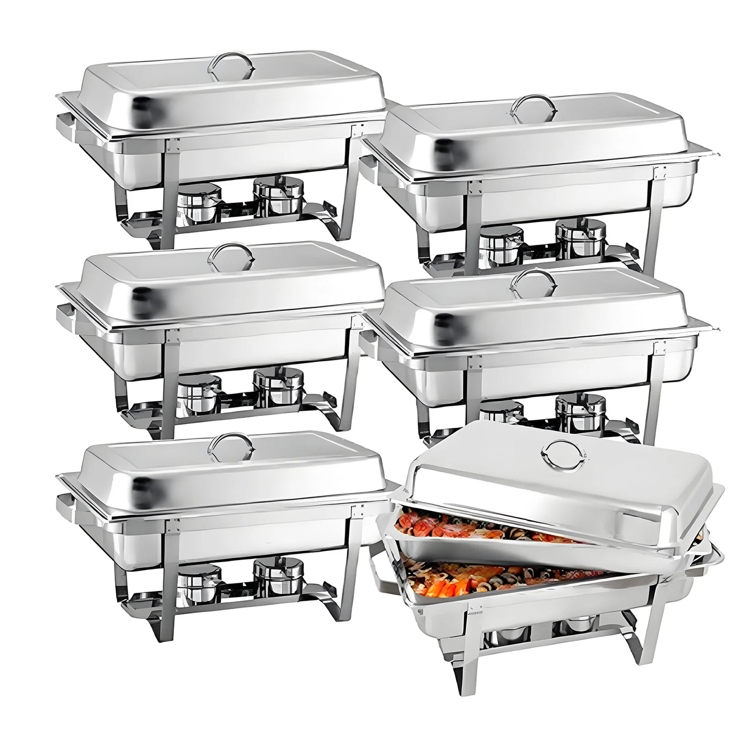 2/4/6 Pack 8QT Stainless Steel Chafing Dish Buffet Set