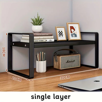Multi-Tier Iron Shelving Unit for Office Supplies, Books, and Decor