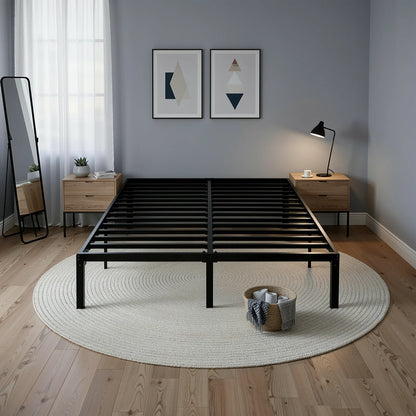 Twin/Full/Queen/King Heavy-Duty Metal Bed Frame with 14 Inch Under-Bed Storage
