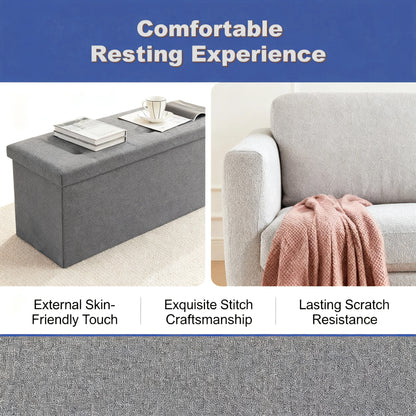 Heavy-Duty Folding Storage Ottoman Bench - Space-Saving Seat