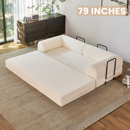 79'' Boneless Couch Foldable Convertible Futon Sleeper Sofa