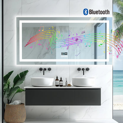 LED Lighted Dimmable Bathroom Mirror with Smart Bluetooth