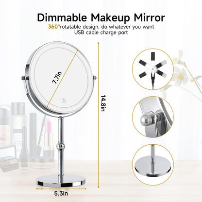 Lighted Tabletop Makeup Mirror