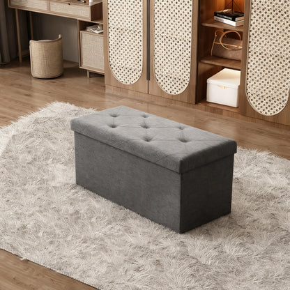 Heavy-Duty Folding Storage Ottoman Bench - Space-Saving Seat