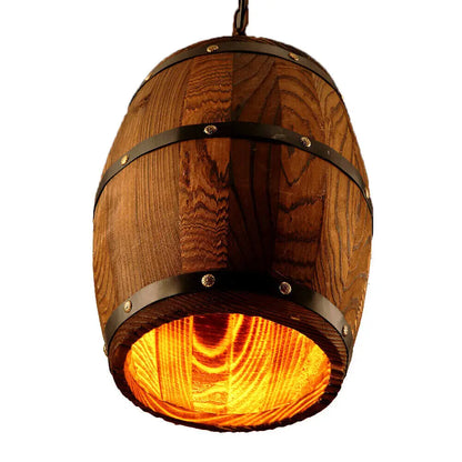 Hanging Vintage Wooden Wine Barrel Ceiling Light
