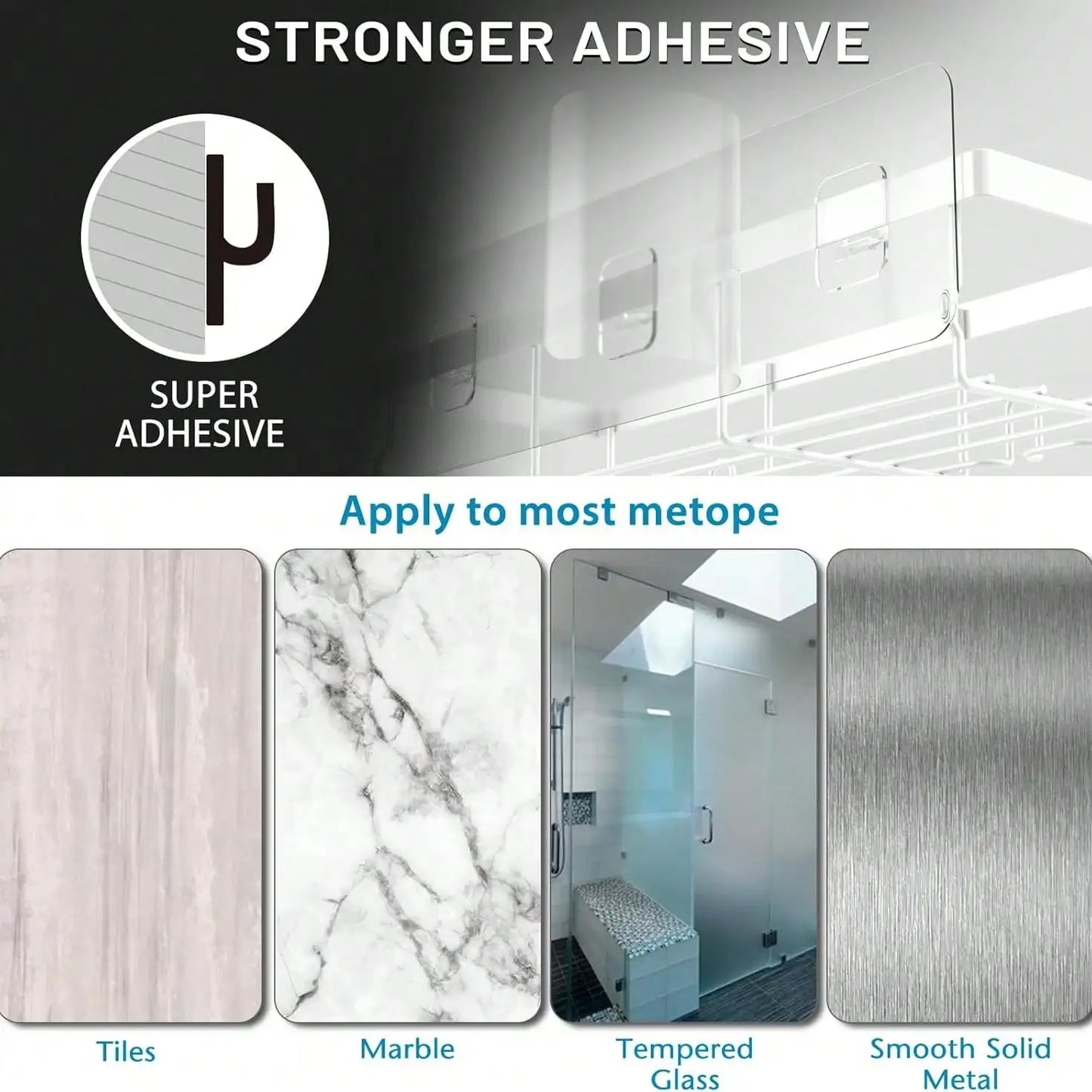 5-Pack Rustproof Stainless Steel Adhesive Shower Caddy