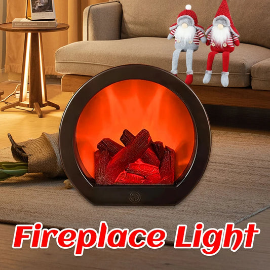 Semi-circular Portable Fireplace Light With Simulated Flame Effect