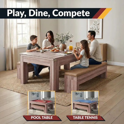 3-in-1 Convertible Game Table Set - Billiards | Table Tennis | Dining
