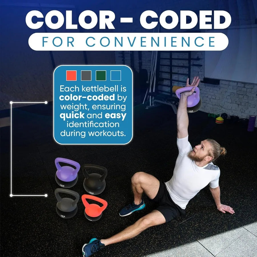 Soft Kettlebells - Sea and Iron Sand Filled Weights for Women and Men - Color Coded Kettle Bell Sets