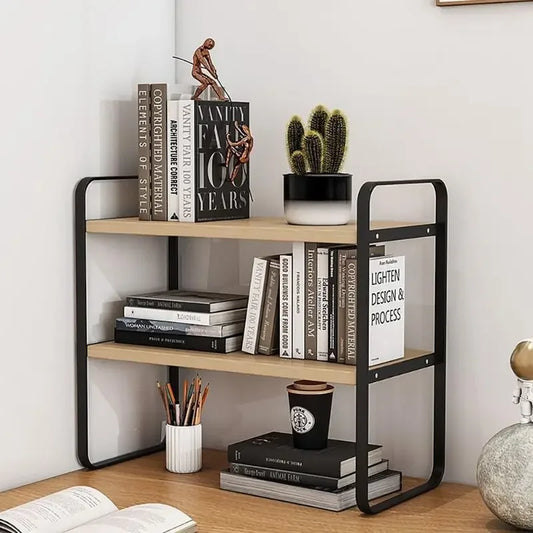 Multi-Tier Iron Shelving Unit for Office Supplies, Books, and Decor