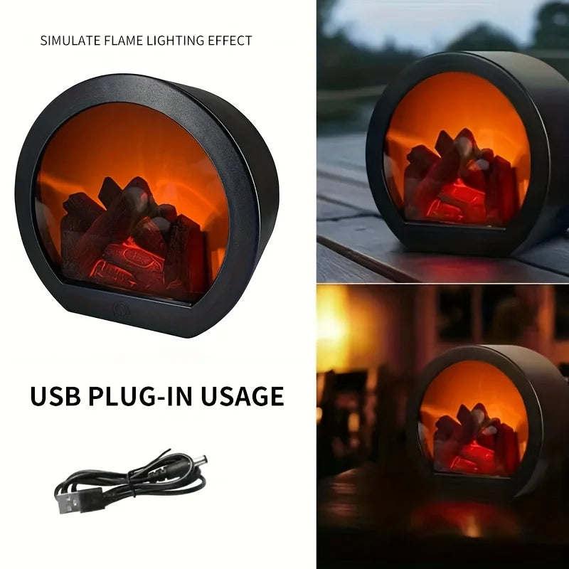 Semi-circular Portable Fireplace Light With Simulated Flame Effect