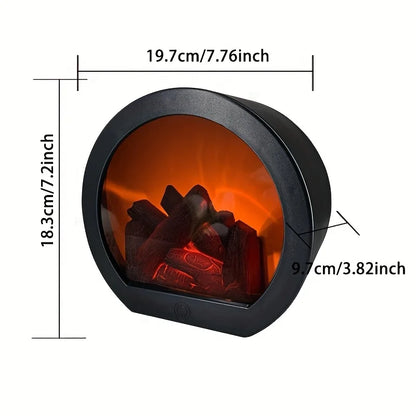 Semi-circular Portable Fireplace Light With Simulated Flame Effect