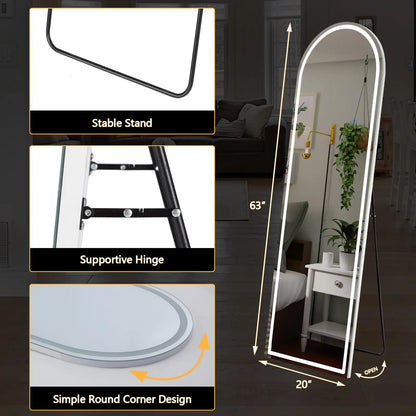 63"x20"  3 Color Led Full Length Mirror