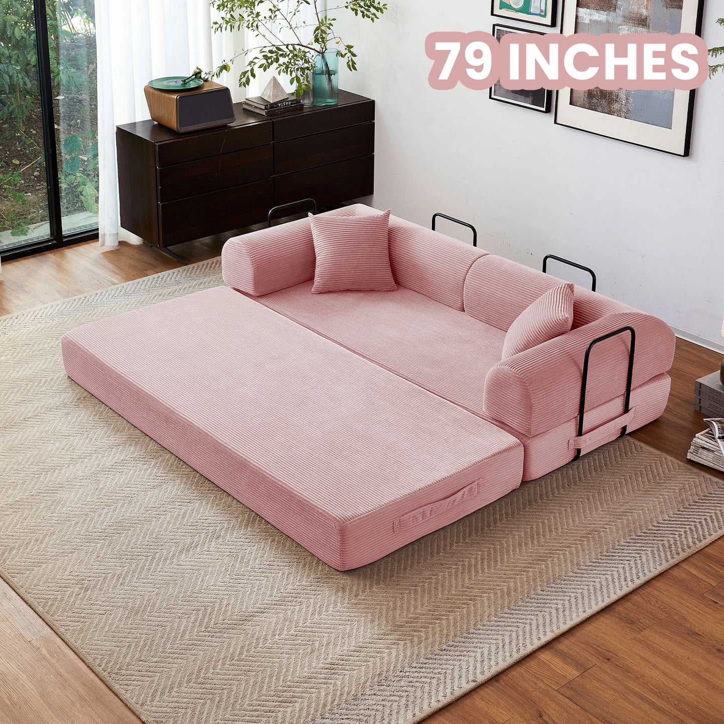 79'' Boneless Couch Foldable Convertible Futon Sleeper Sofa