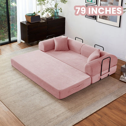 79'' Boneless Couch Foldable Convertible Futon Sleeper Sofa